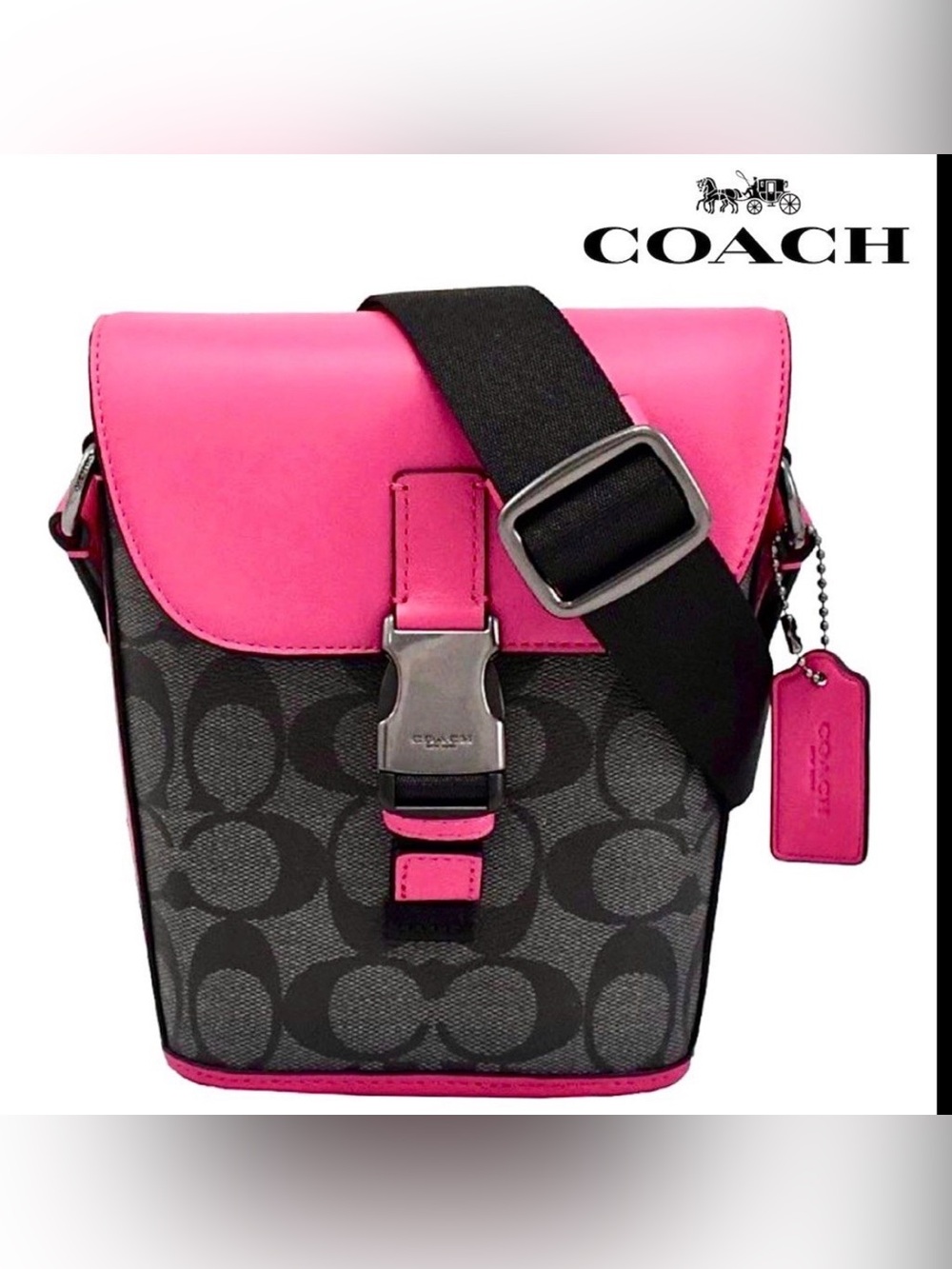 Coach Pink Trim Signature Crossbody Bag